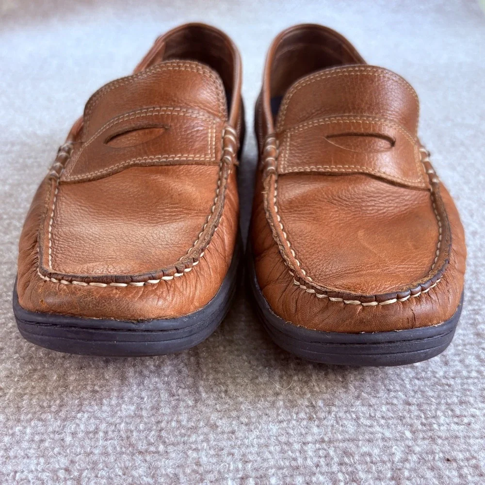 Johnston & Murphy 25-8900 Mens Penny Loafers Tan Leather Memory Foam Shoes 8